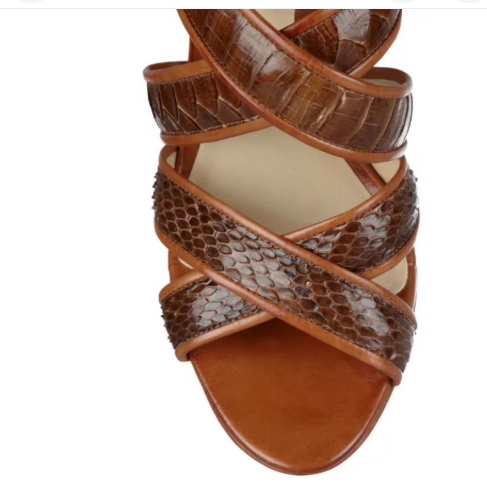 Alexandre Birman Python Leather Wedges Sandals - image 2